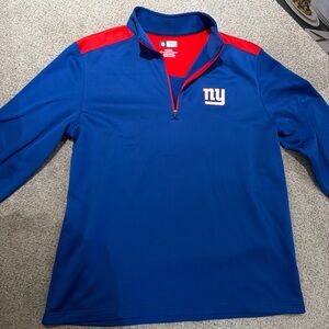 NY Giants Blue and Red Quarter-Zip Pullover